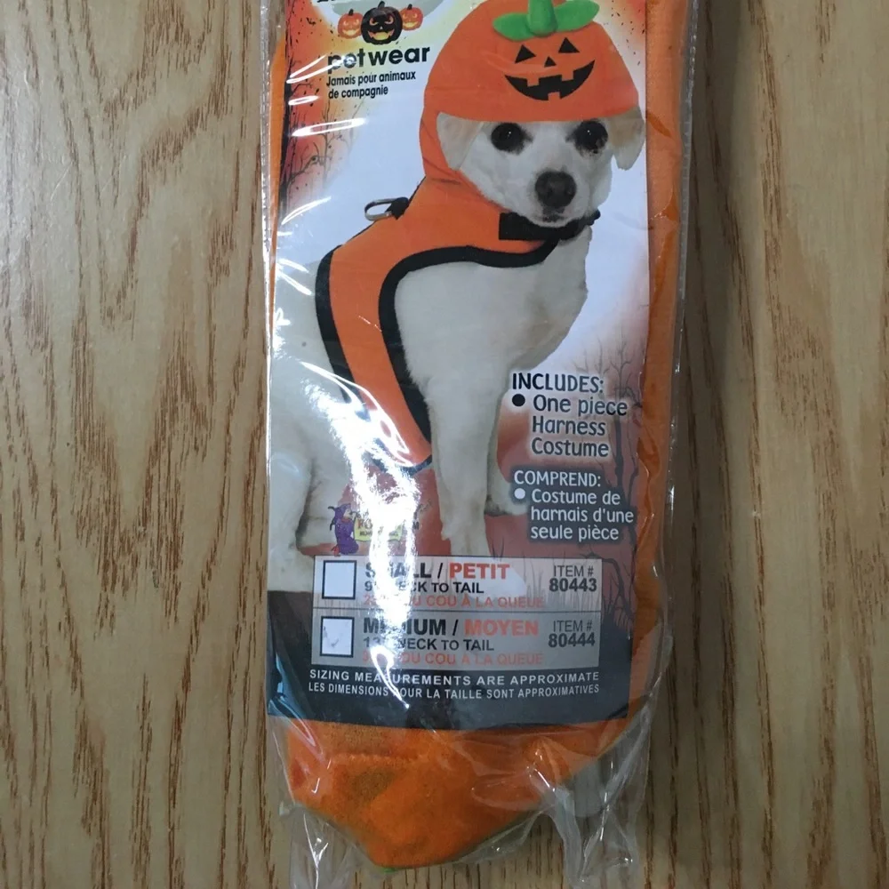 New Doggie 🐶 1pc Pumpkin Harness Halloween 🎃 Costume Belly 9” Neck 6.5” Across